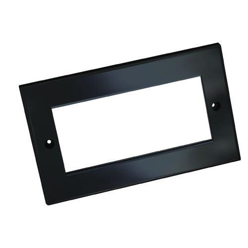 Double Gang European Flat Faceplate 146x86 4x Aperture (100x50) Black - 12