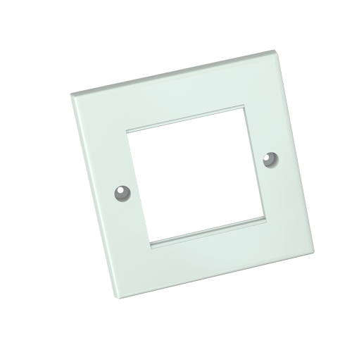 Single Gang European Flat Faceplate 86X86 2x Aperture (50x50) White - 12